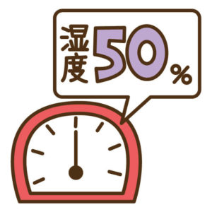 湿度が50%になったことを表している温度計